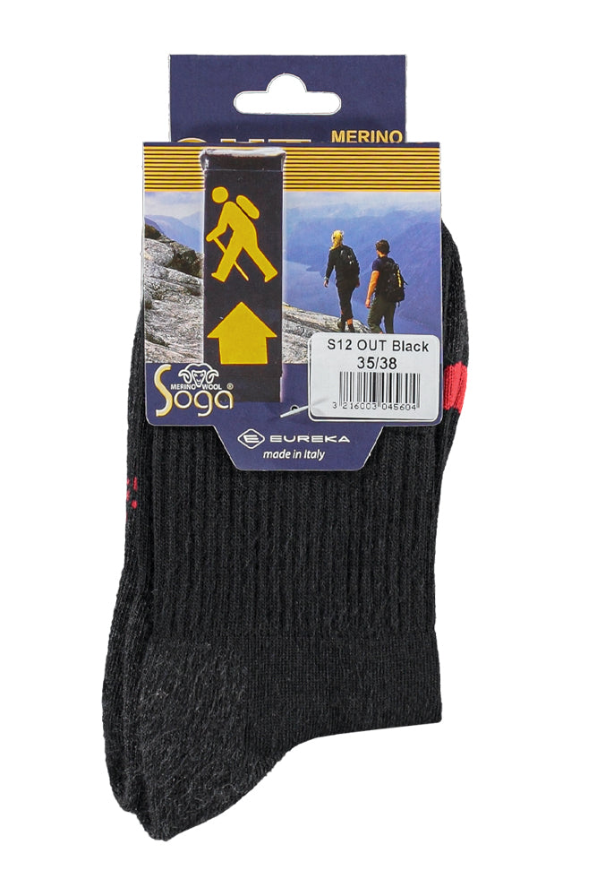 S12 Merino Wollen Wandelsok Hoog Black