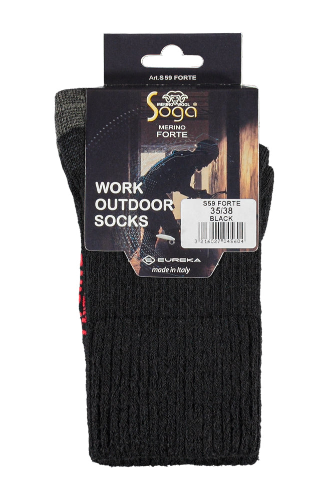 S59 Merino Wollen Werksok Black